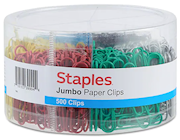 PAPER CLIPS, JUMBO, VINYL-COATED, ASSORTED COLORS, 500/CT THUMBNAIL